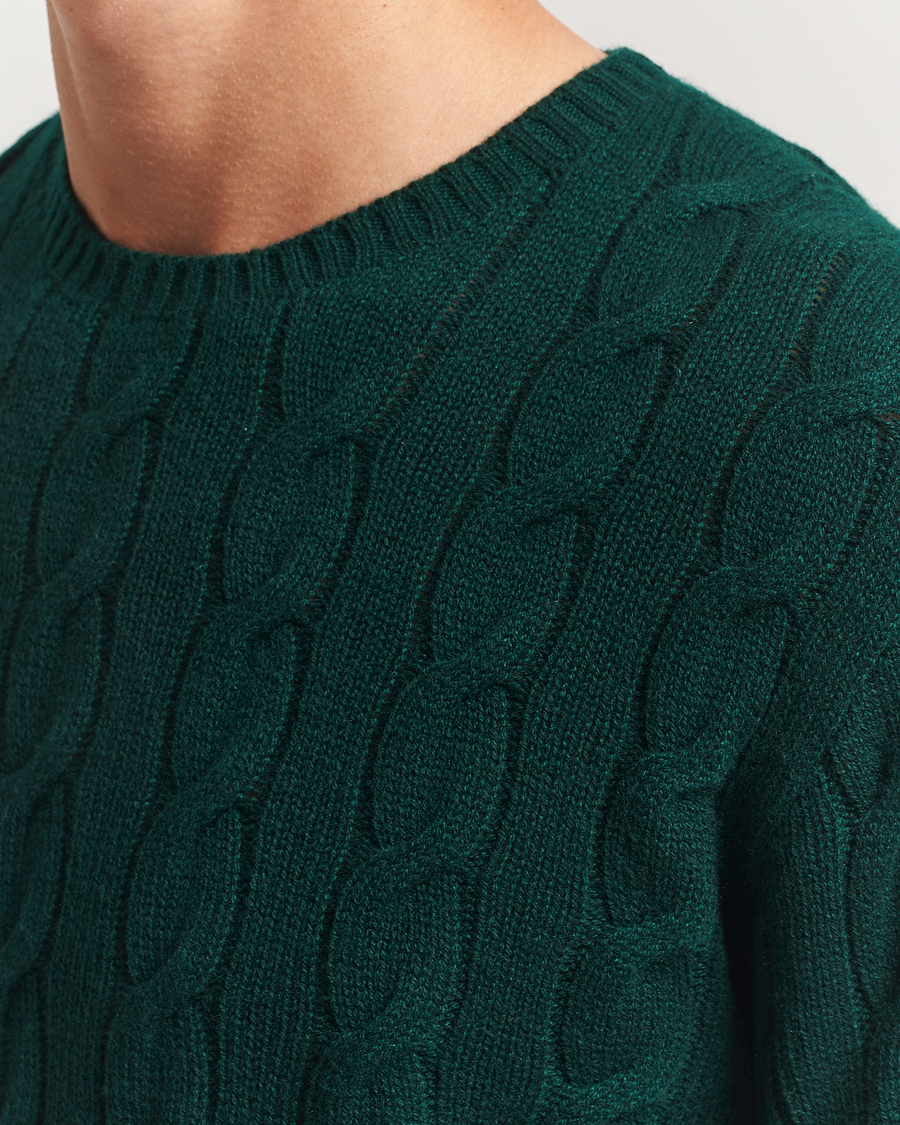 Herr | Tröjor | Ralph Lauren Purple Label | Cashmere Cable Sweater Moss Agate