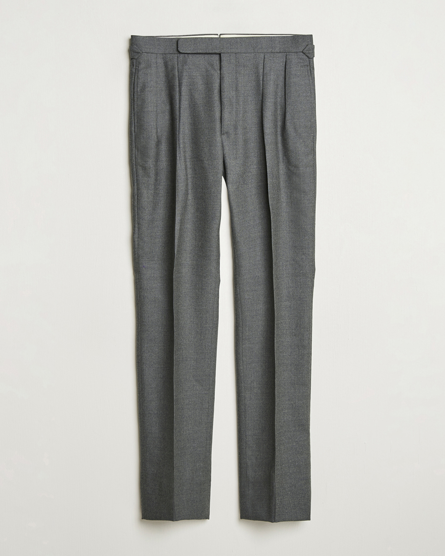 Herr | Byxor | Ralph Lauren Purple Label | Worsted Flannel Trousers Light Grey