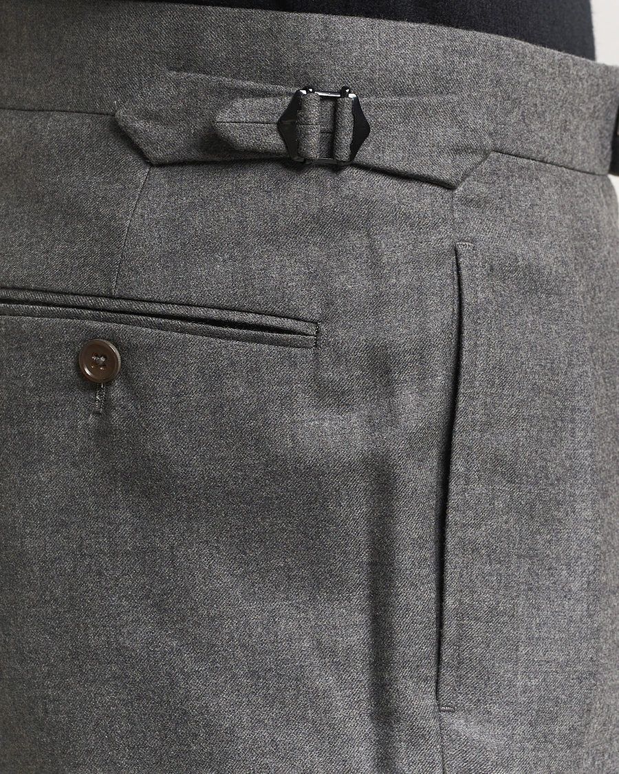 Herr | Byxor | Ralph Lauren Purple Label | Worsted Flannel Trousers Light Grey