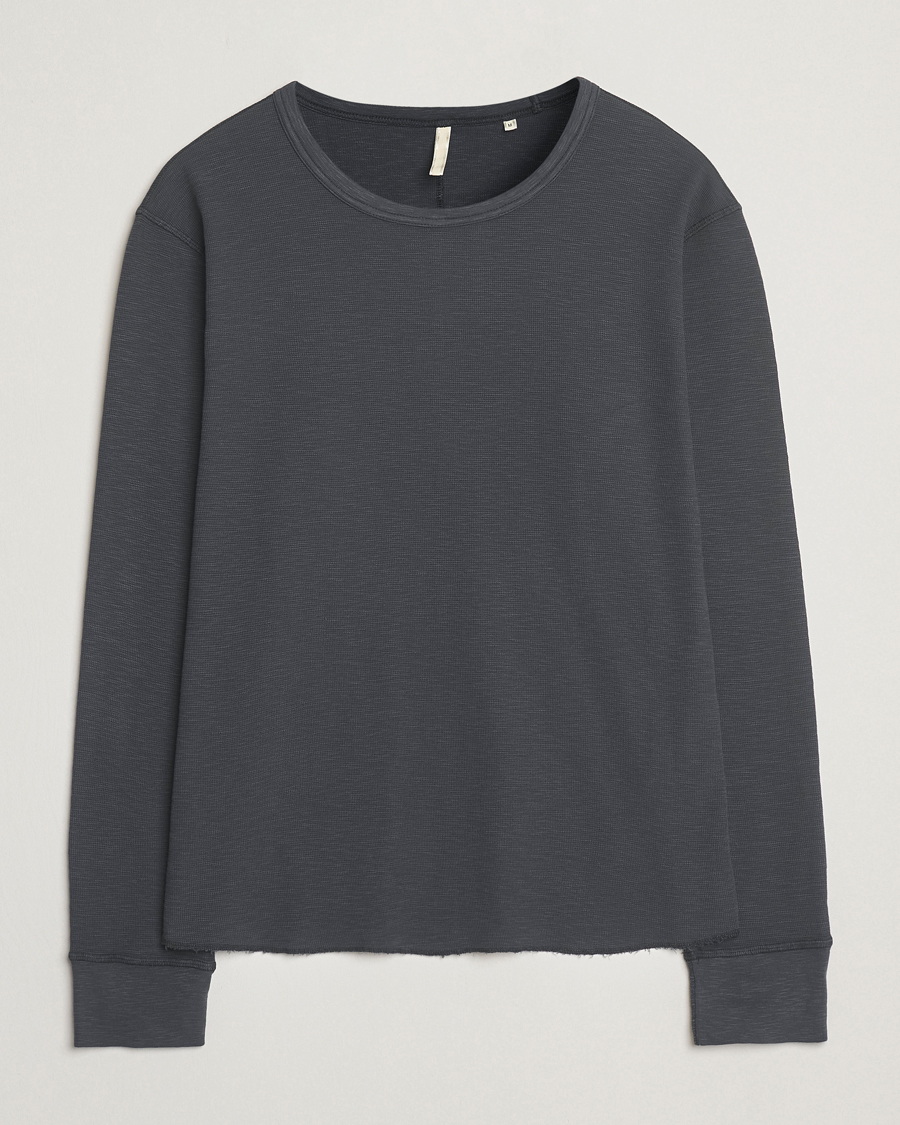 Herr | T-Shirts | Sunflower | Long Sleeve Waffle T-Shirt Washed Black