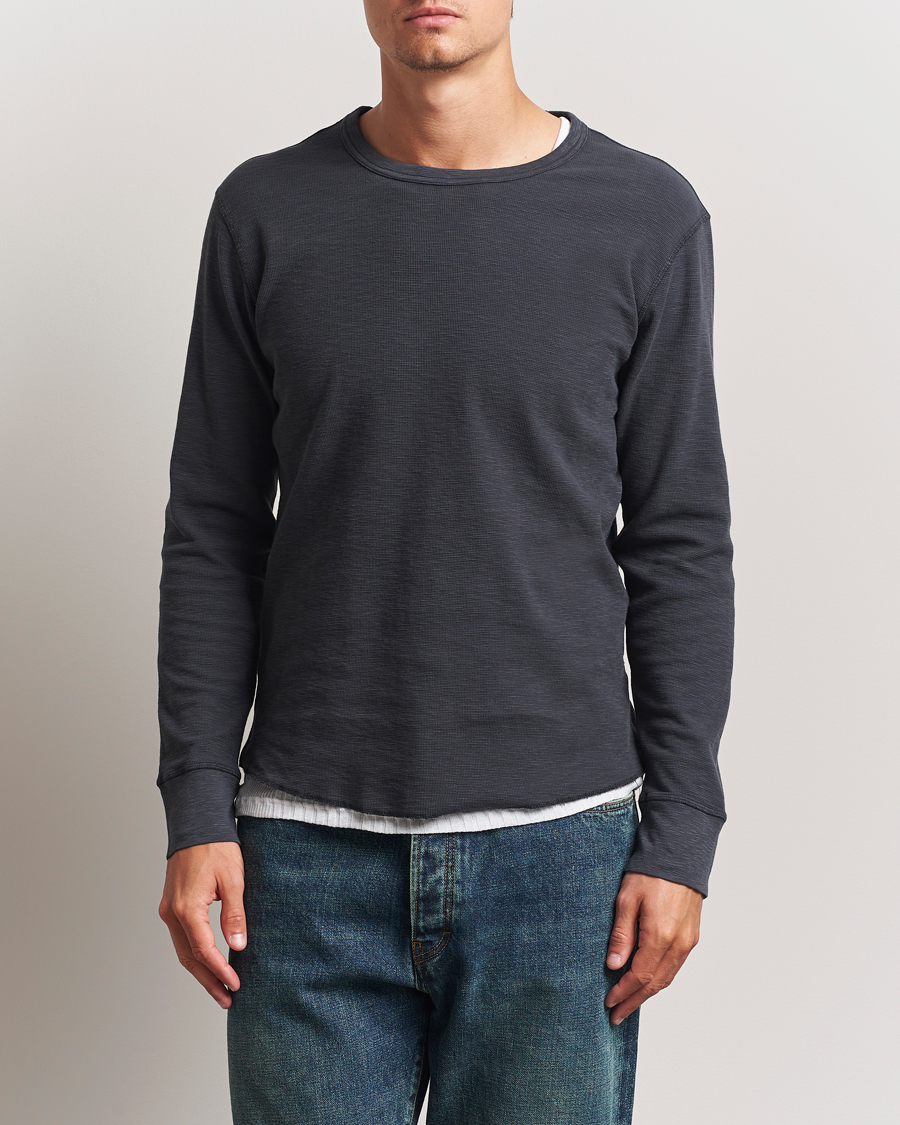 Herr | T-Shirts | Sunflower | Long Sleeve Waffle T-Shirt Washed Black
