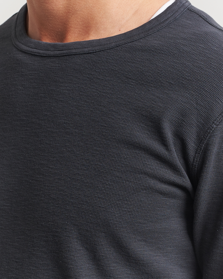Herr | T-Shirts | Sunflower | Long Sleeve Waffle T-Shirt Washed Black