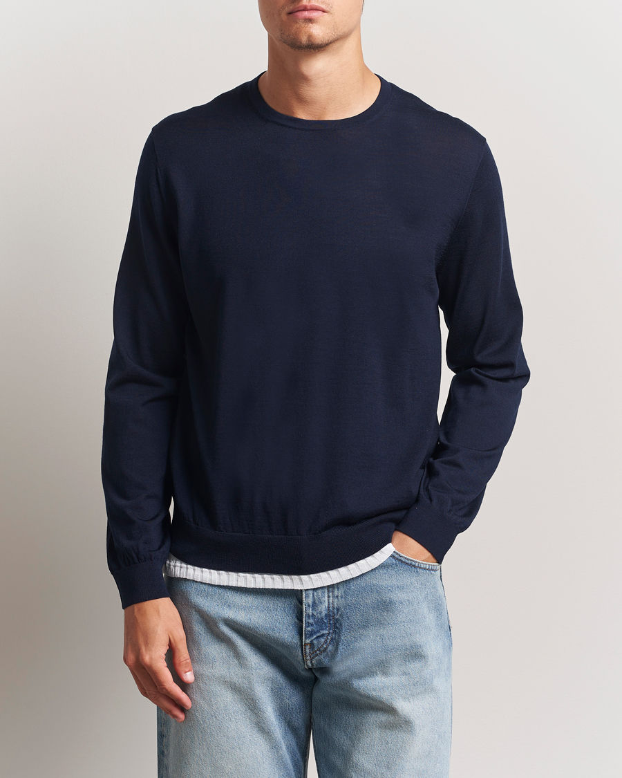 Herr | Tröjor | Sunflower | Merino Crew Neck Navy
