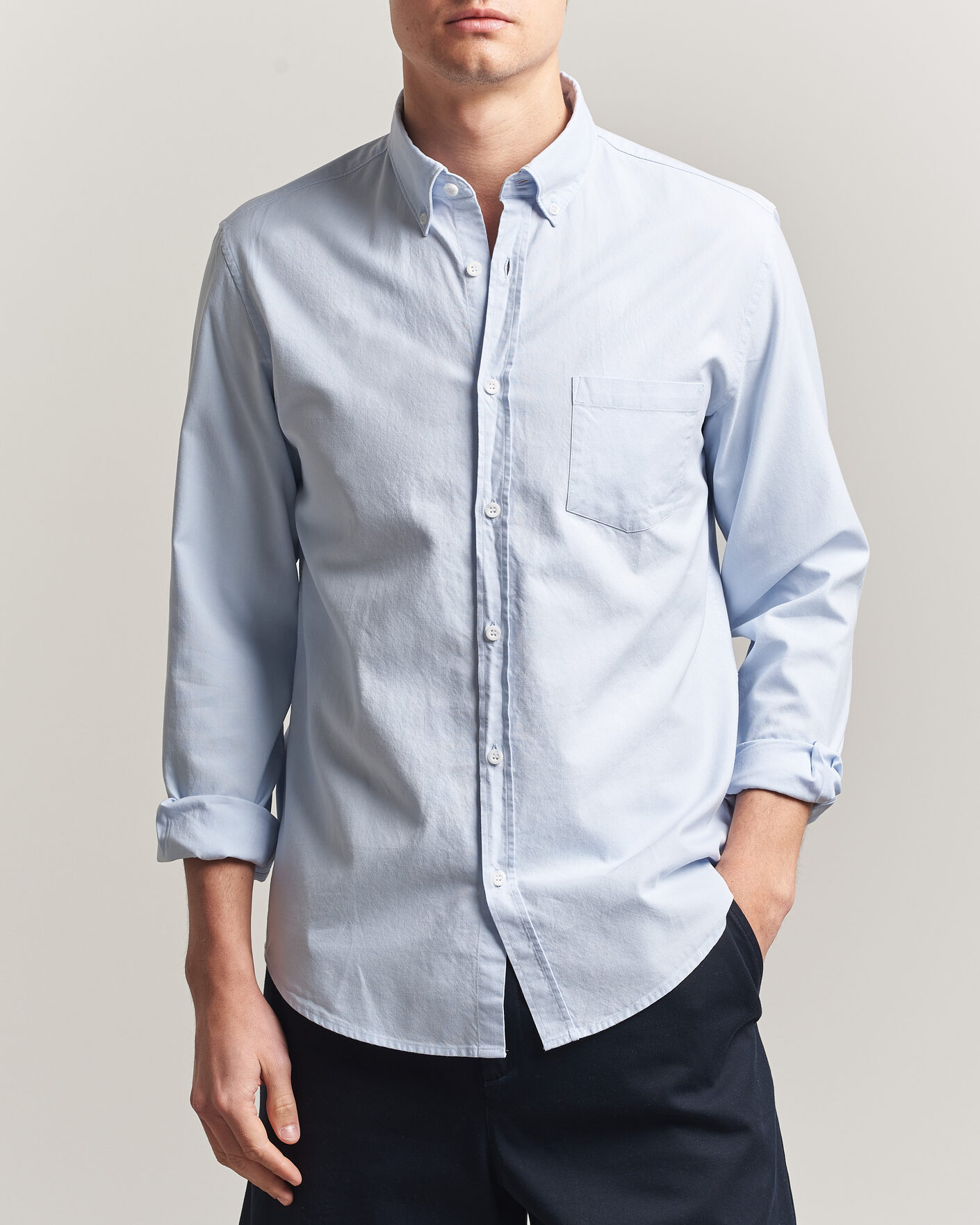 Herr | Skjortor | Sunspel | Oxford Button Down Shirt Light Blue