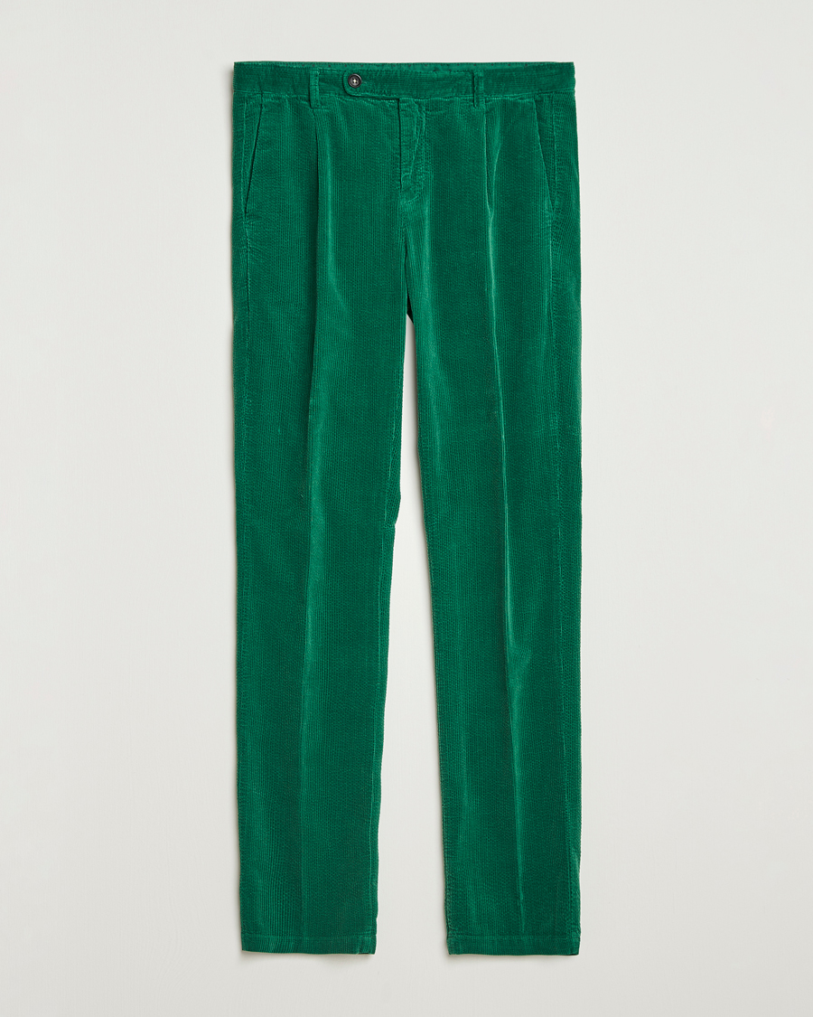Herr | Byxor | Massimo Alba | Ionio Pleated Corduroy Pants Green