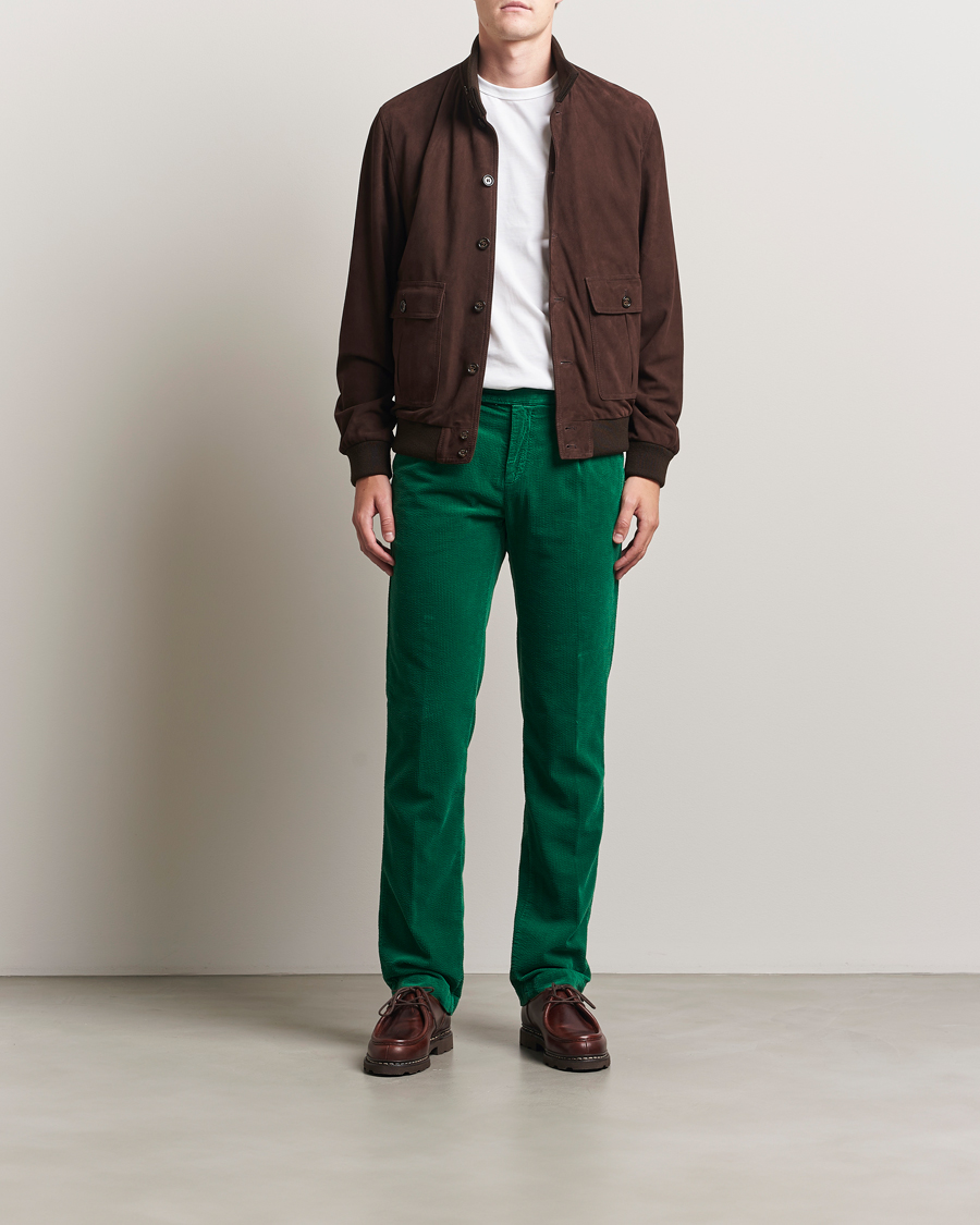 Herr | Byxor | Massimo Alba | Ionio Pleated Corduroy Pants Green