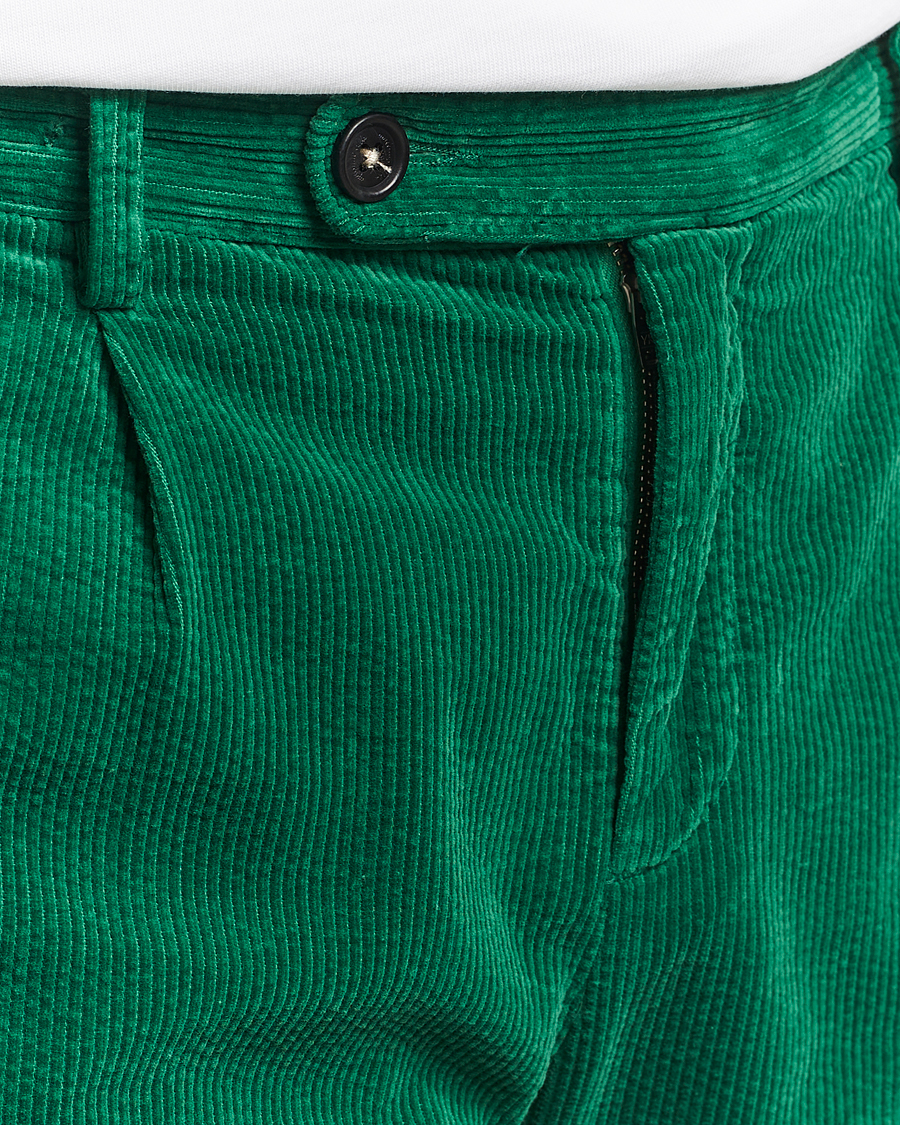 Herr | Byxor | Massimo Alba | Ionio Pleated Corduroy Pants Green