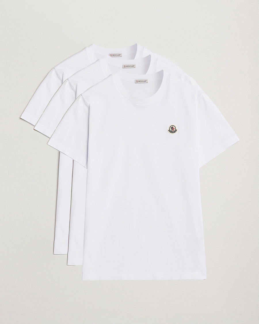 Herr | T-Shirts | Moncler | 3-Pack Logo T-Shirt White