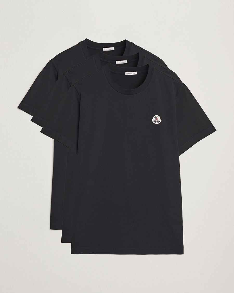 Herr | T-Shirts | Moncler | 3-Pack Logo T-Shirt Black