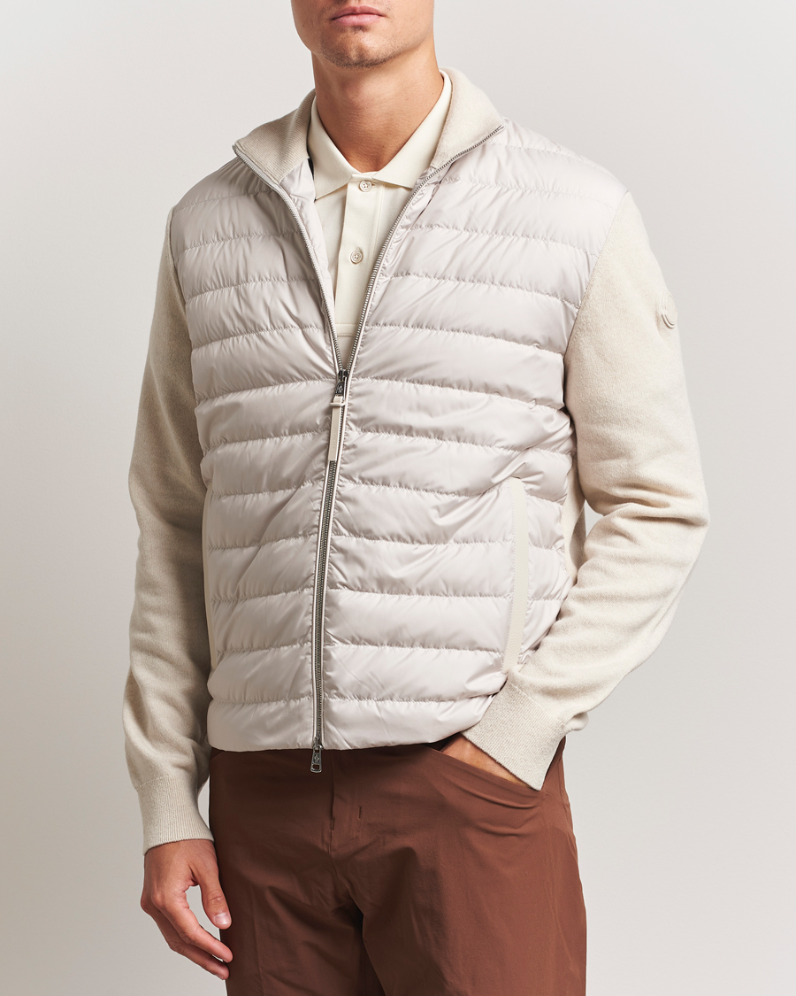 Herr | Tröjor | Moncler | Full Zip Padded Cardigan Off White
