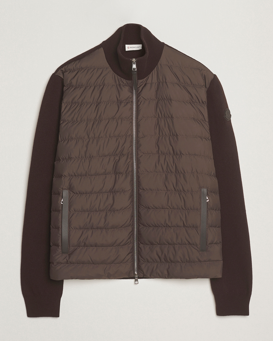 Herr | Tröjor | Moncler | Full Zip Padded Cardigan Brown
