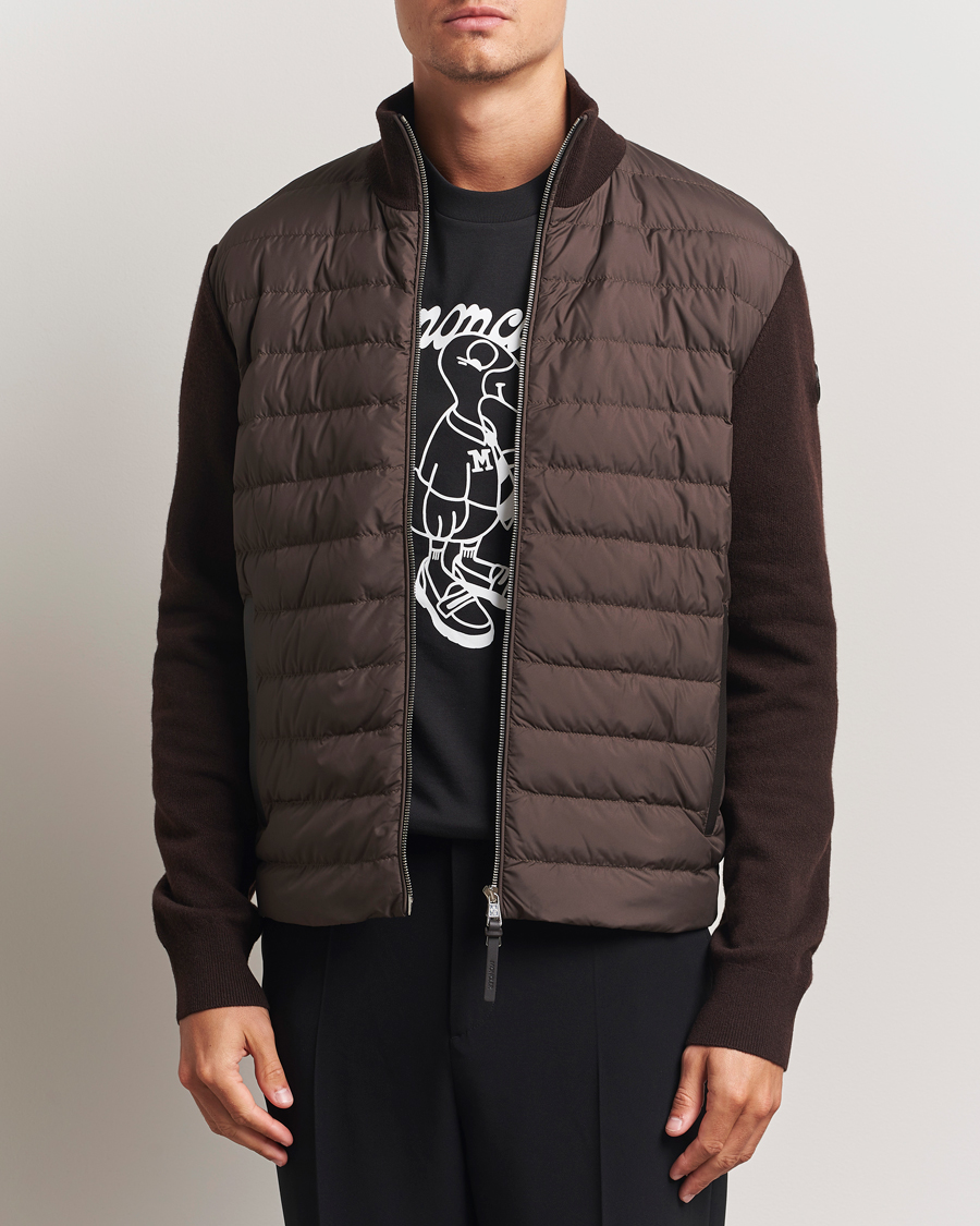 Herr | Tröjor | Moncler | Full Zip Padded Cardigan Brown