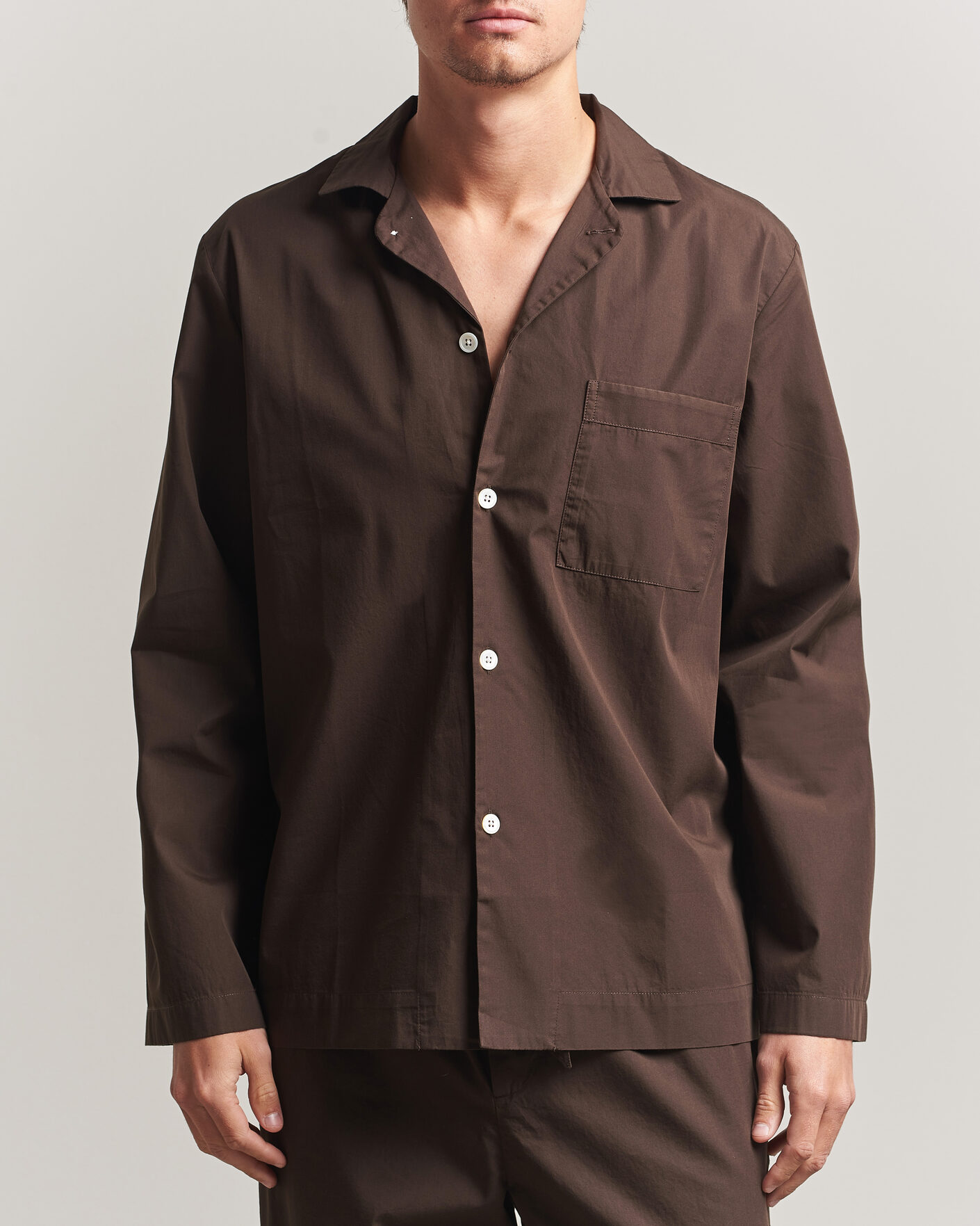 Herr | Pyjamas & Morgonrockar | Tekla | Poplin Pyjama Shirt Coffee