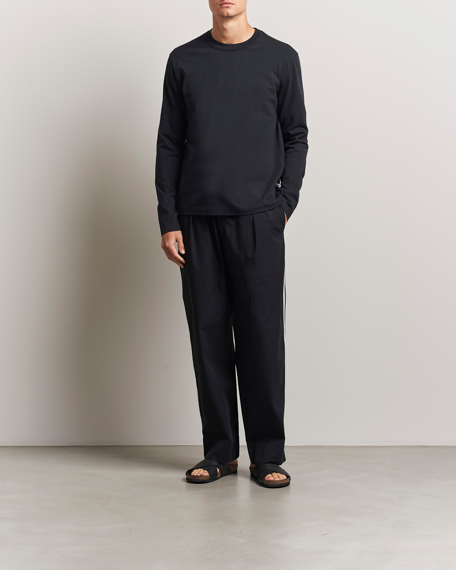 Herr | T-Shirts | Tekla | Organic Cotton Long Sleeve T-Shirt Black