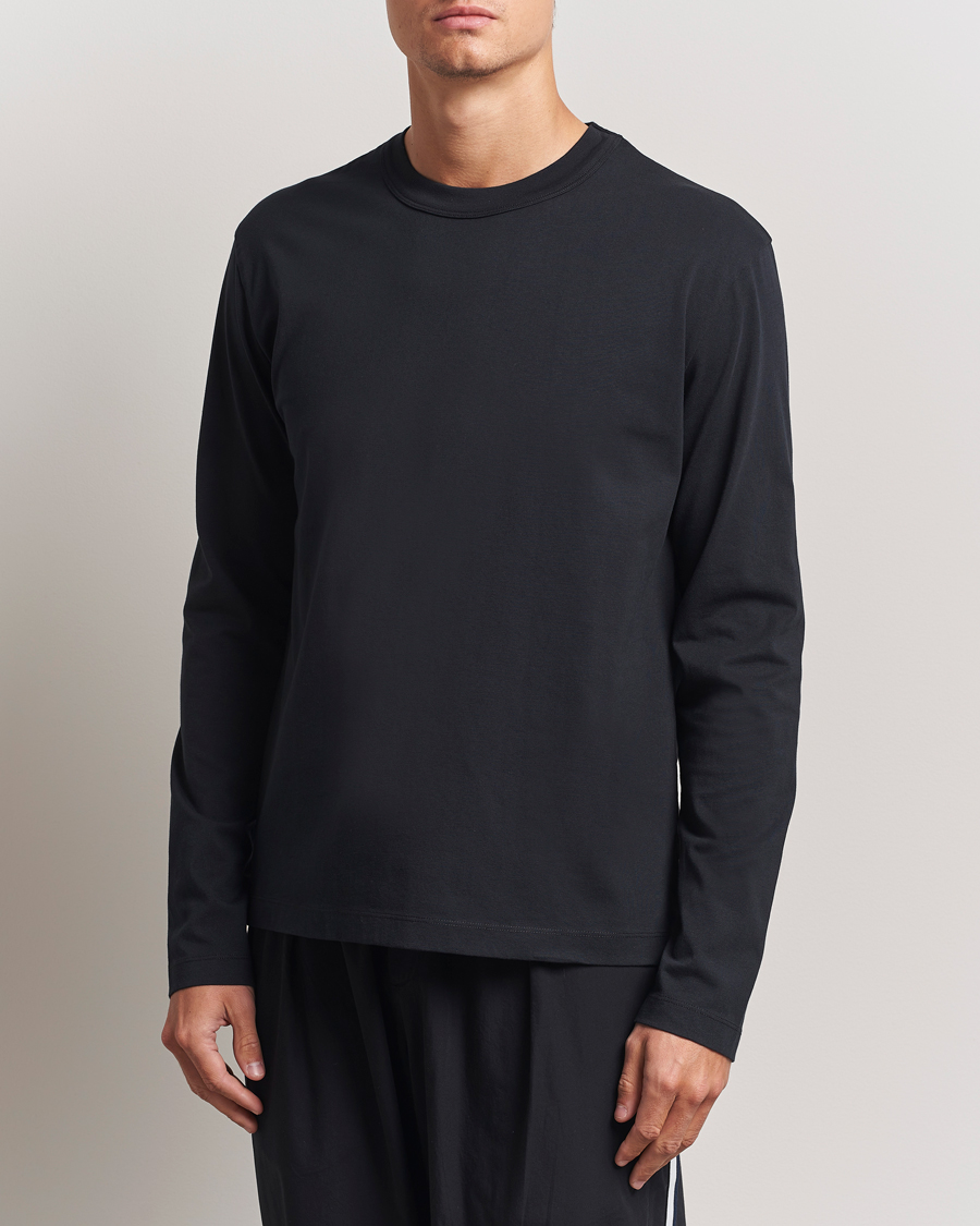 Herr | T-Shirts | Tekla | Organic Cotton Long Sleeve T-Shirt Black