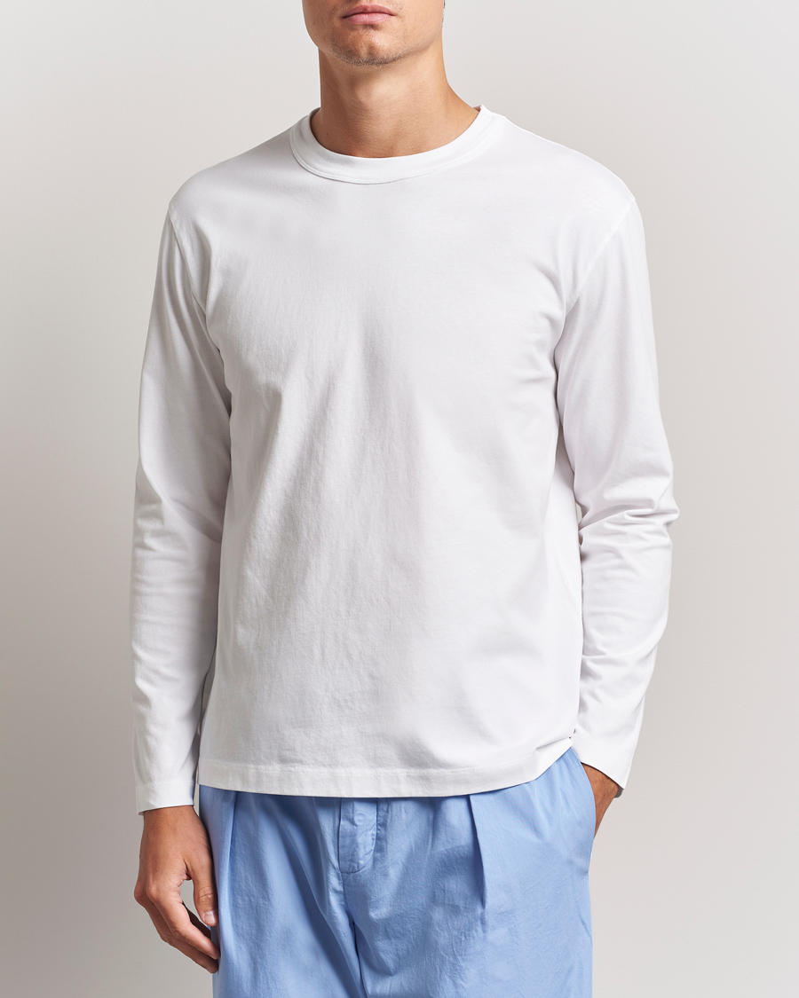 Herr | T-Shirts | Tekla | Organic Cotton Long Sleeve T-Shirt White
