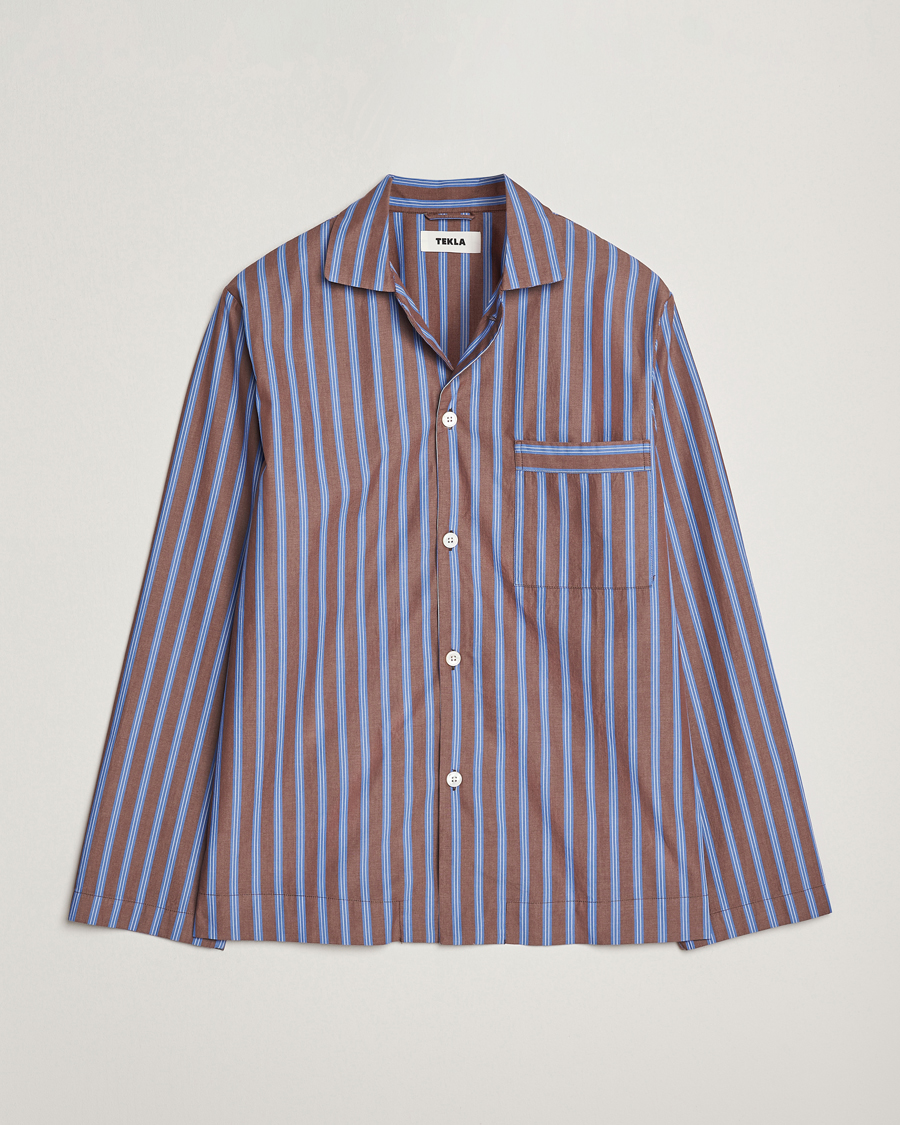 Herr | Pyjamas & Morgonrockar | Tekla | Poplin Pyjama Shirt Chestnut Stripes