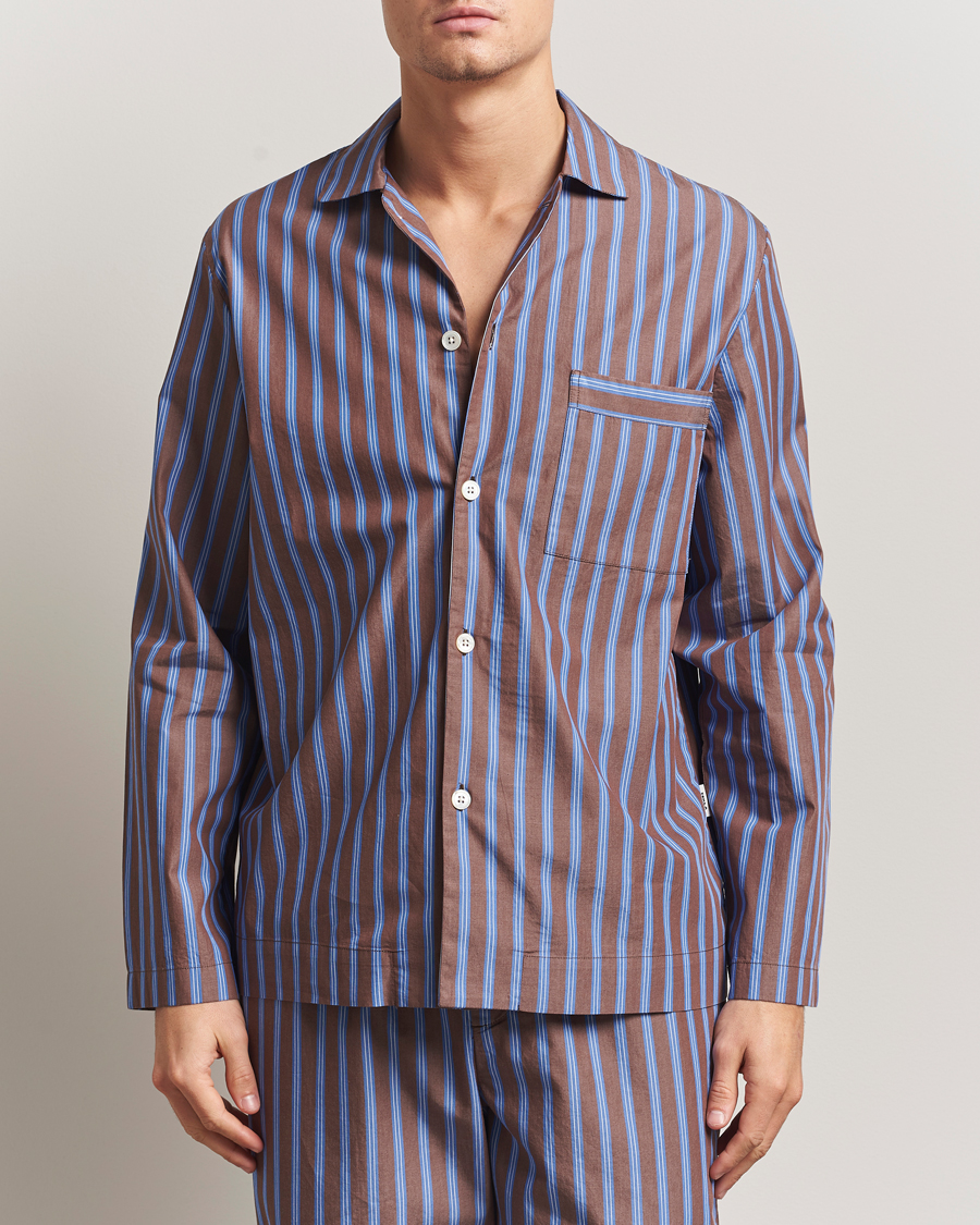 Herr | Pyjamas & Morgonrockar | Tekla | Poplin Pyjama Shirt Chestnut Stripes