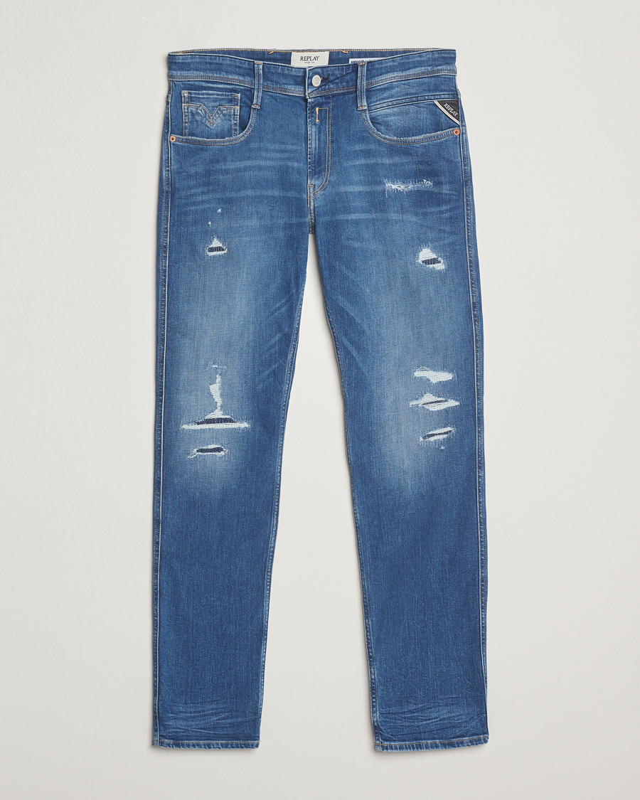 Herr | Jeans | Replay | Anbass Distressed Super Stretch Bio Jeans Medium Blue