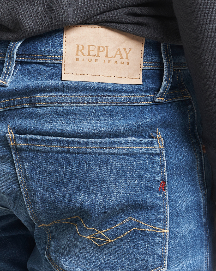 Herr | Jeans | Replay | Anbass Distressed Super Stretch Bio Jeans Medium Blue