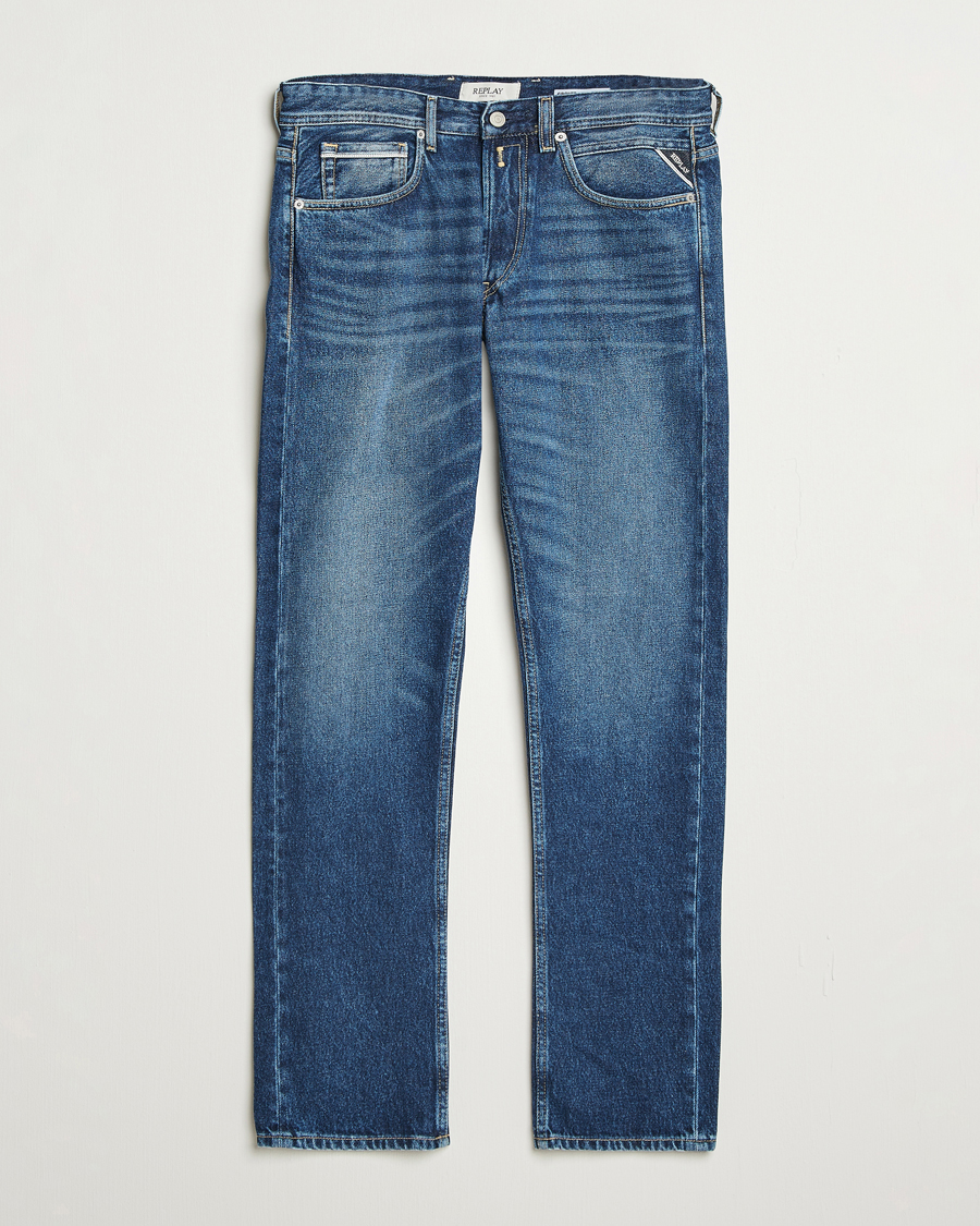 Herr | Jeans | Replay | Grover Straight Fit Rigid Jeans Medium Blue
