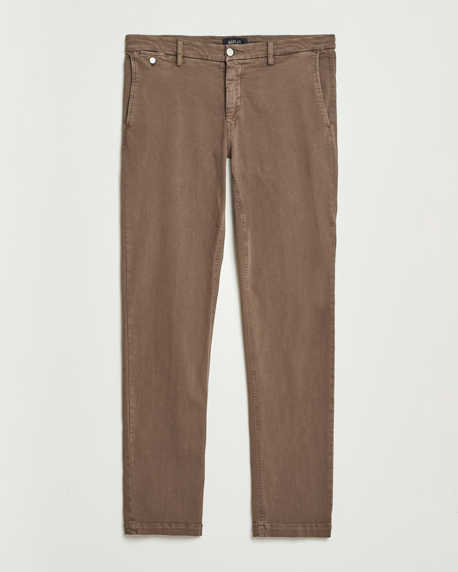 Herr | Byxor | Replay | Benni Hyperflex X-Lite Chinos Brown