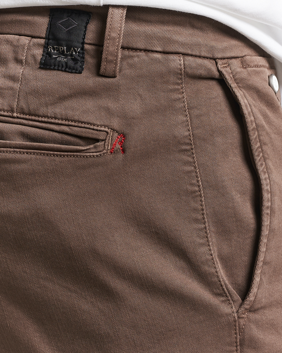 Herr | Byxor | Replay | Benni Hyperflex X-Lite Chinos Brown