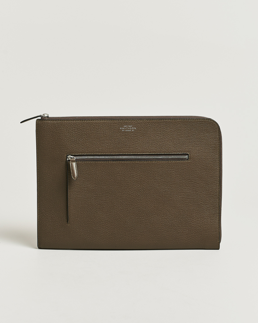 Herr | Väskor | Smythson | Ludlow Small Laptop Case With Dark Olive
