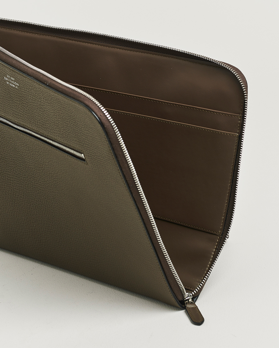 Herr | Väskor | Smythson | Ludlow Small Laptop Case With Dark Olive