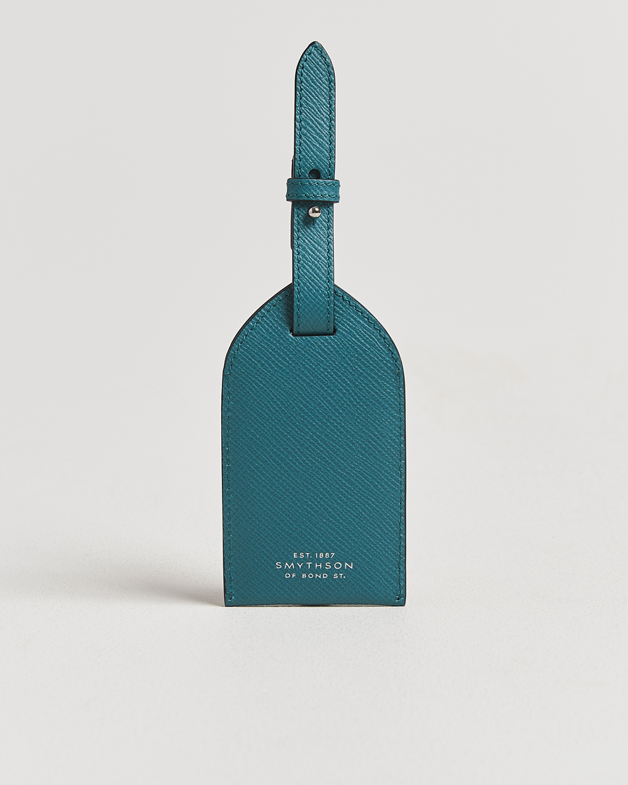 Herr | Till hemmet | Smythson | Panama Leather Luggage Tag Petrol