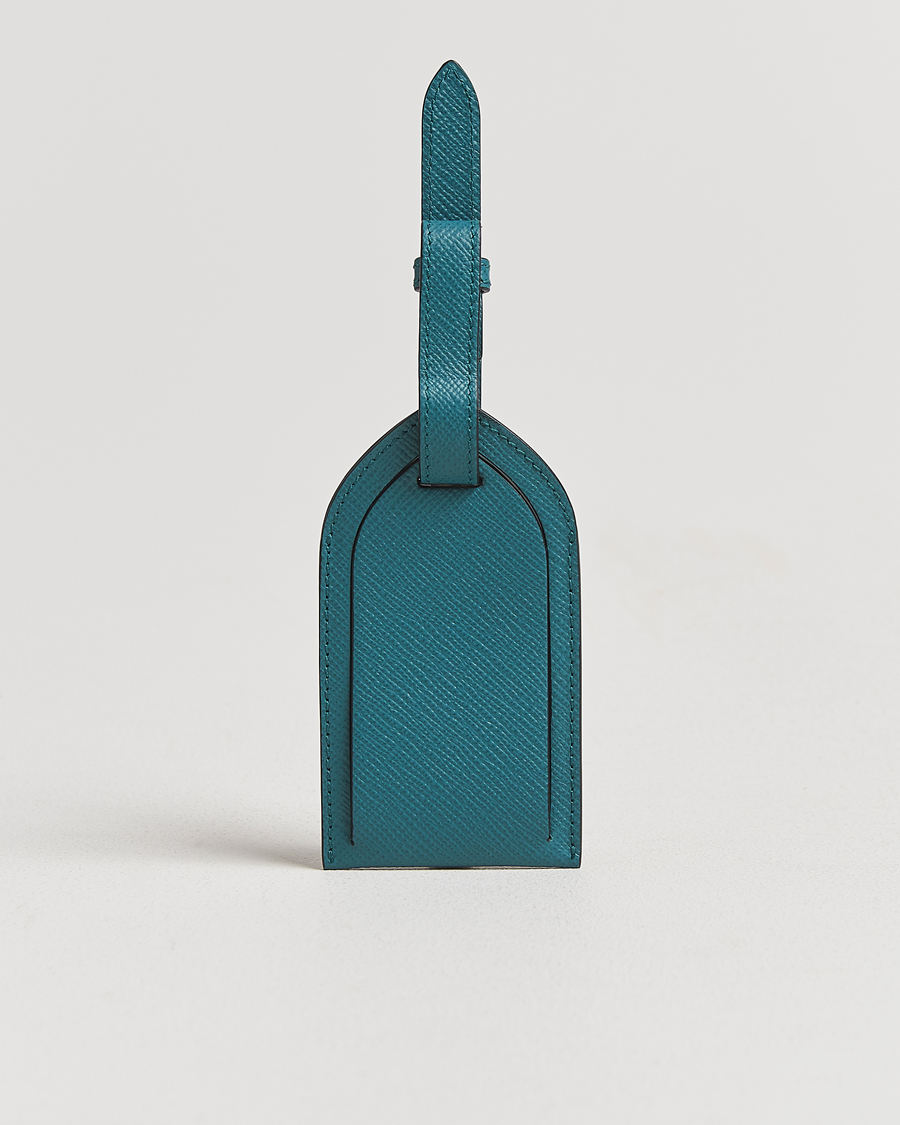 Herr | Till hemmet | Smythson | Panama Leather Luggage Tag Petrol