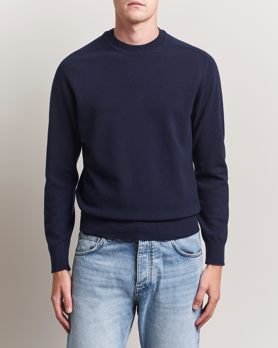 Herr | Tröjor | Altea | Wool/Cashmere Crew Neck Pullover Navy