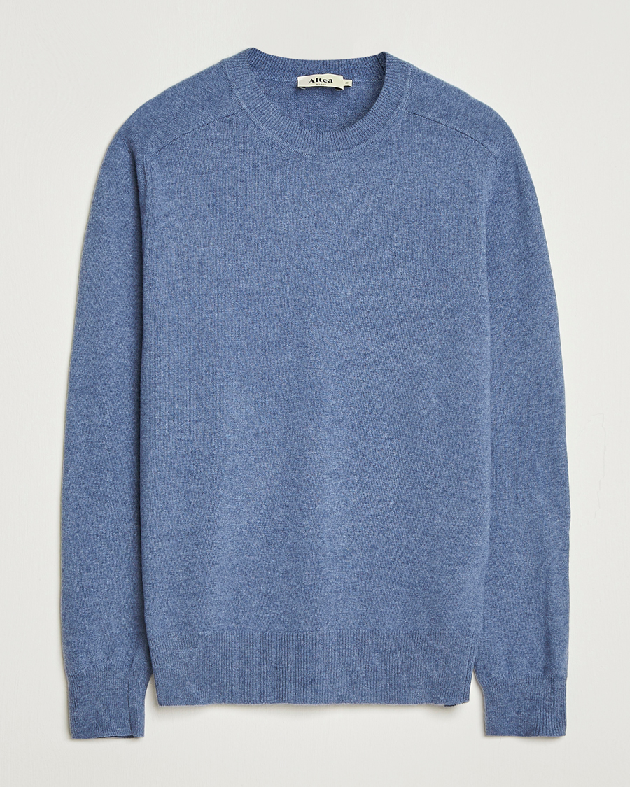 Herr | Tröjor | Altea | Wool/Cashmere Crew Neck Pullover Blue