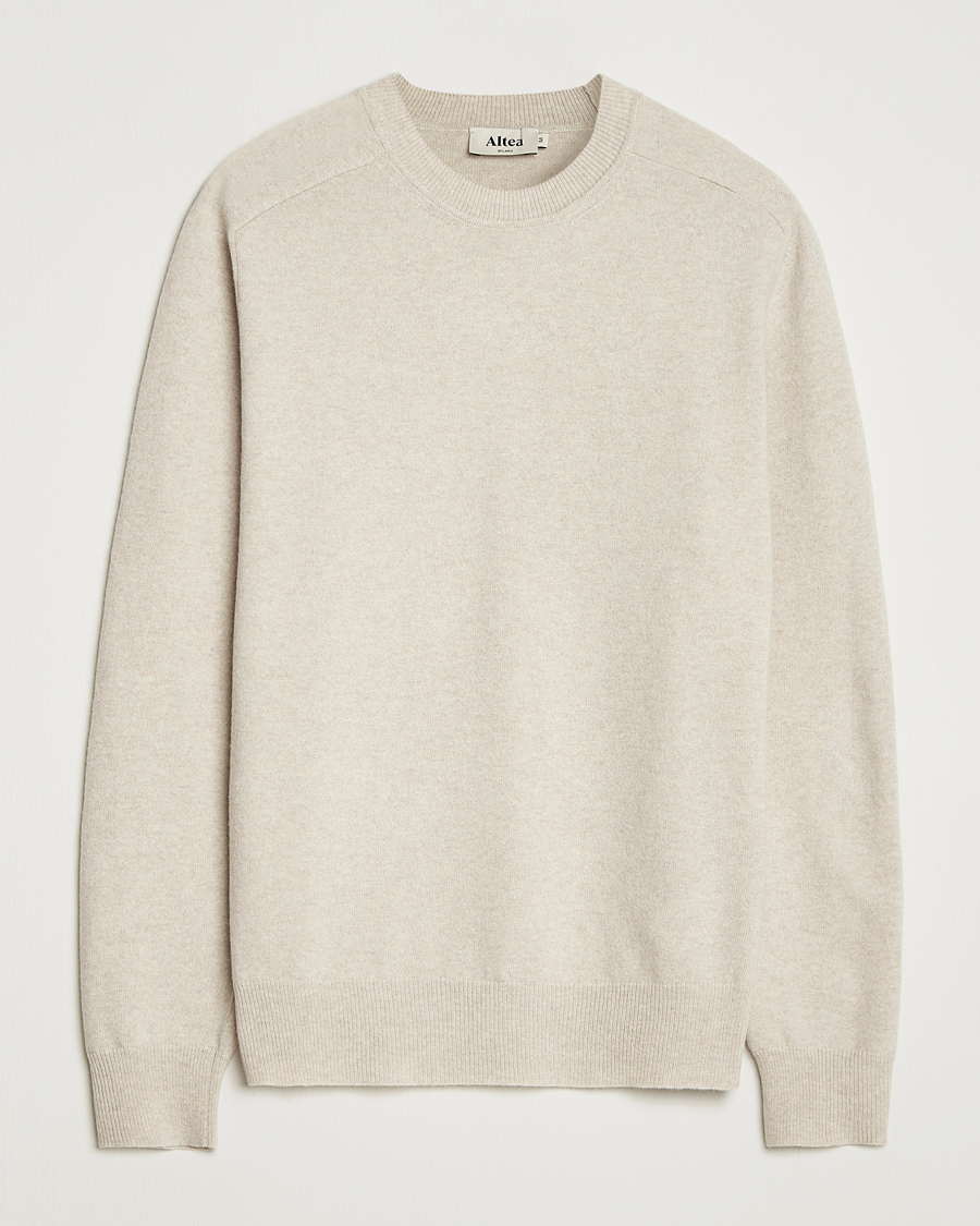Herr | Tröjor | Altea | Wool/Cashmere Crew Neck Pullover Beige