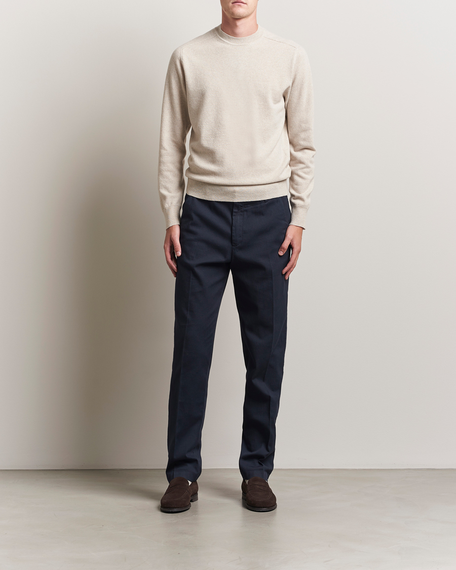 Herr | Tröjor | Altea | Wool/Cashmere Crew Neck Pullover Beige