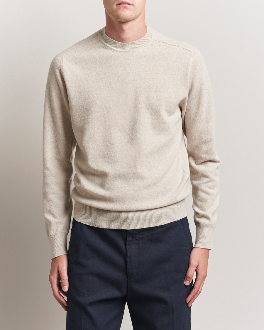 Herr | Tröjor | Altea | Wool/Cashmere Crew Neck Pullover Beige