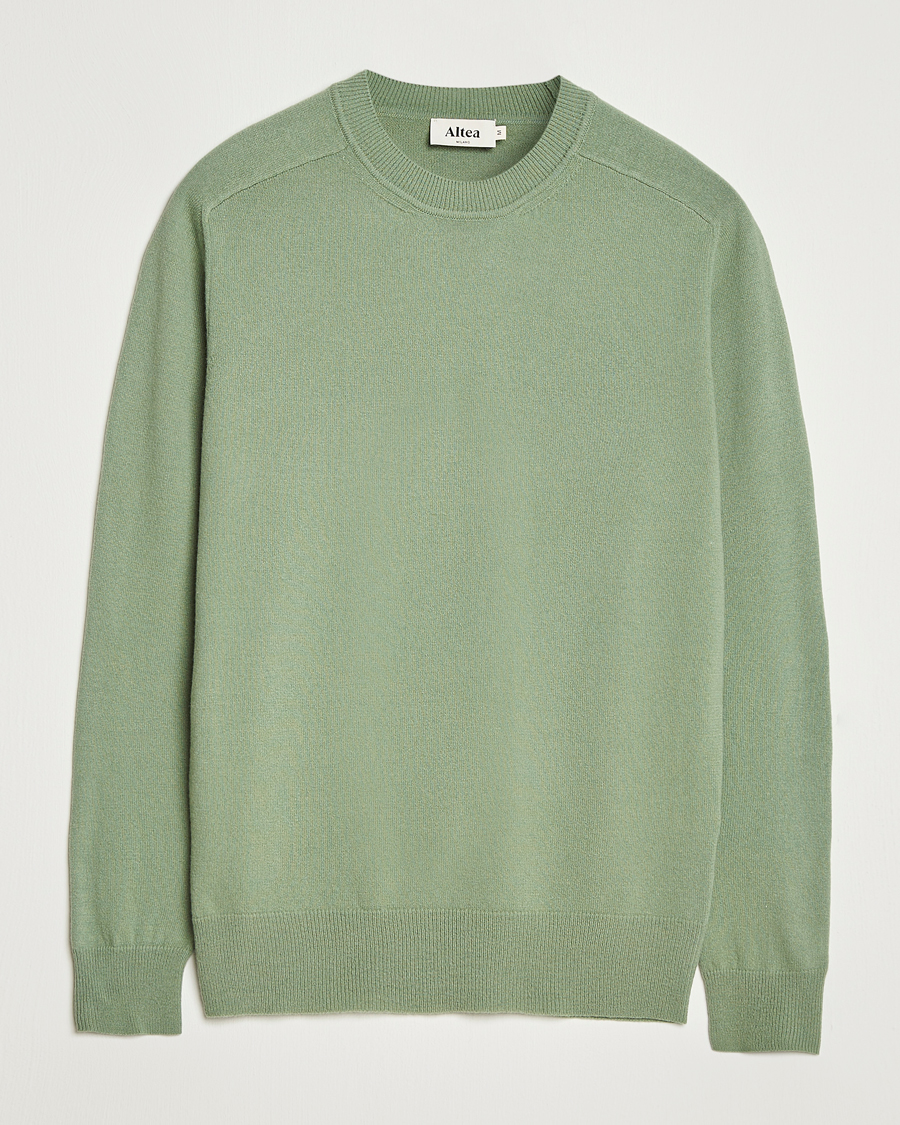 Herr | Tröjor | Altea | Wool/Cashmere Crew Neck Pullover Green