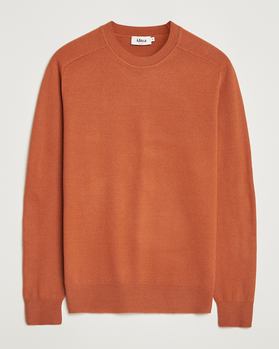 Herr | Tröjor | Altea | Wool/Cashmere Crew Neck Pullover Orange