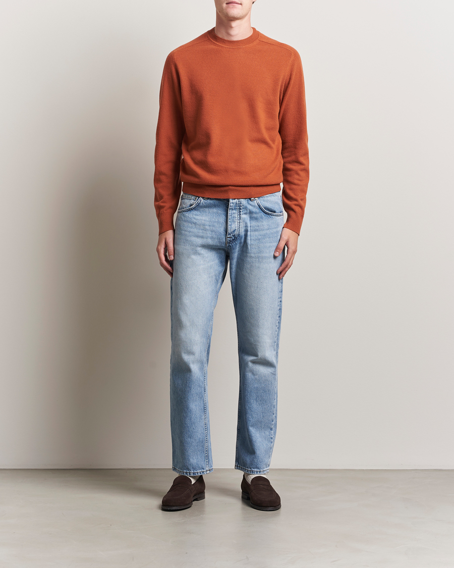 Herr | Tröjor | Altea | Wool/Cashmere Crew Neck Pullover Orange