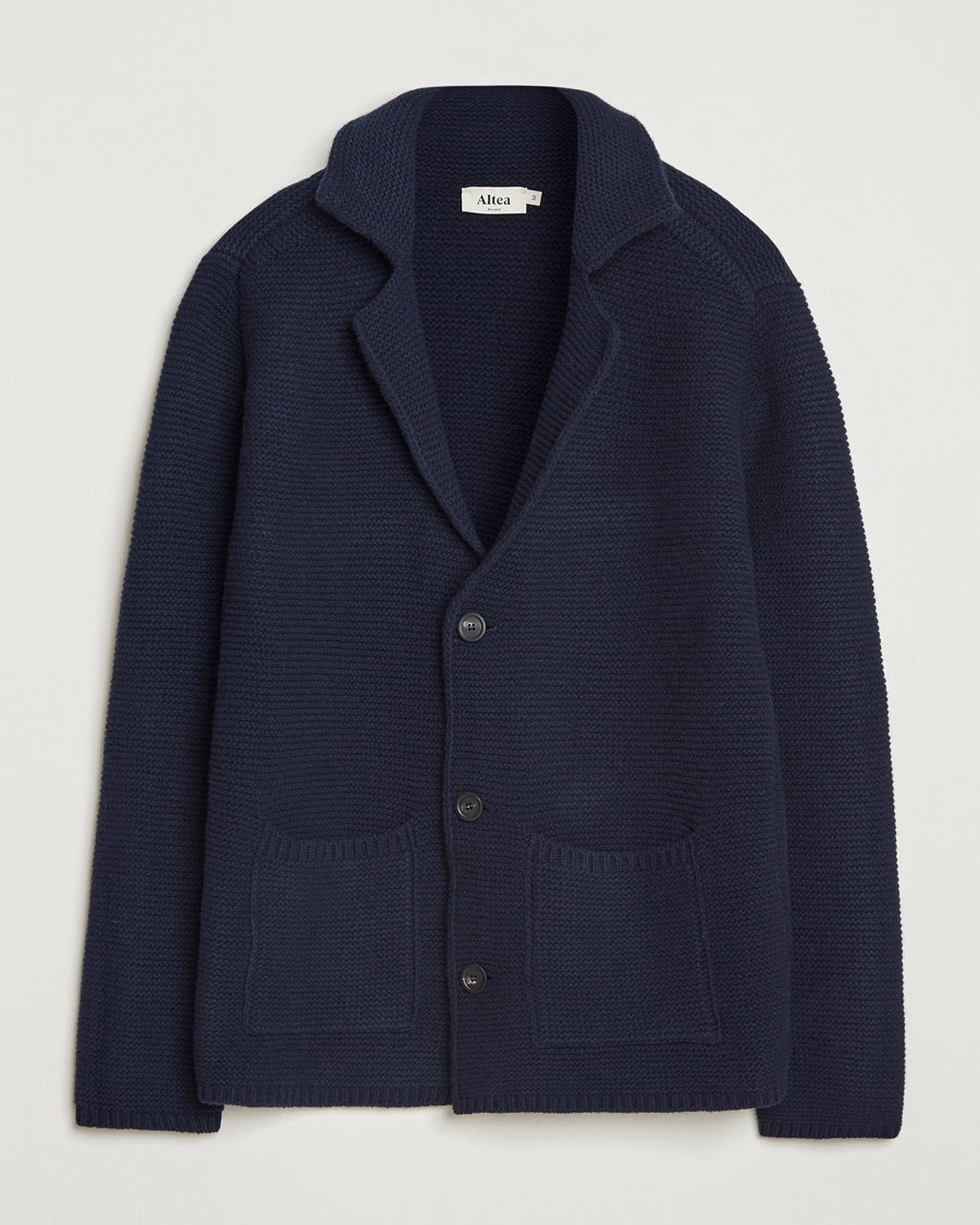 Herr | Tröjor | Altea | Wool Cardigan Jacket Navy