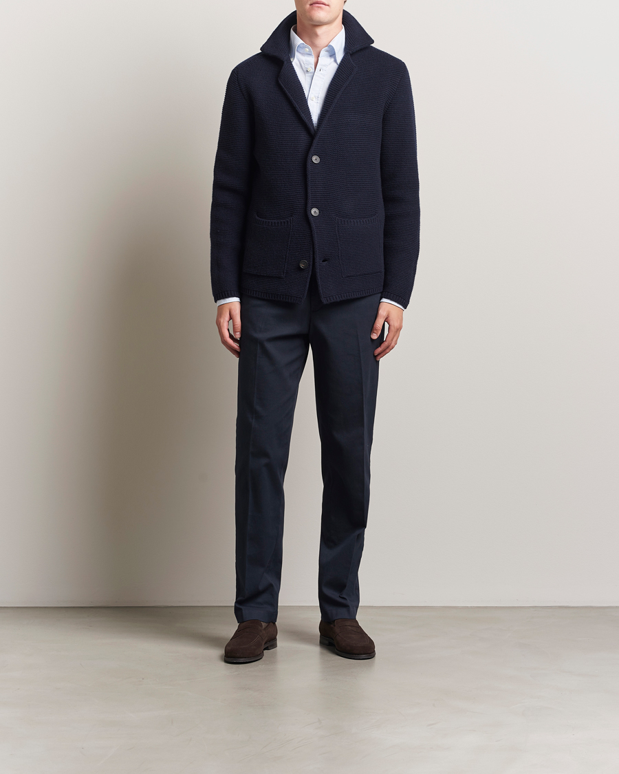 Herr | Tröjor | Altea | Wool Cardigan Jacket Navy