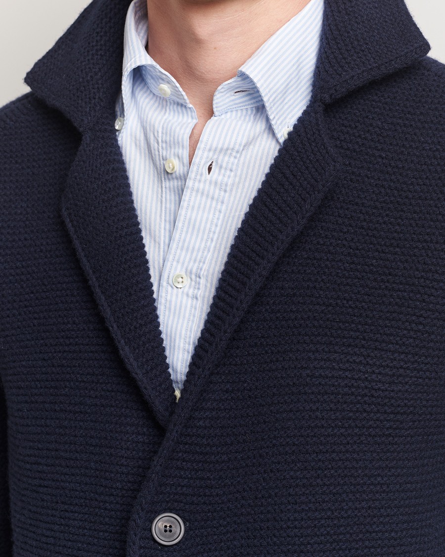 Herr | Tröjor | Altea | Wool Cardigan Jacket Navy