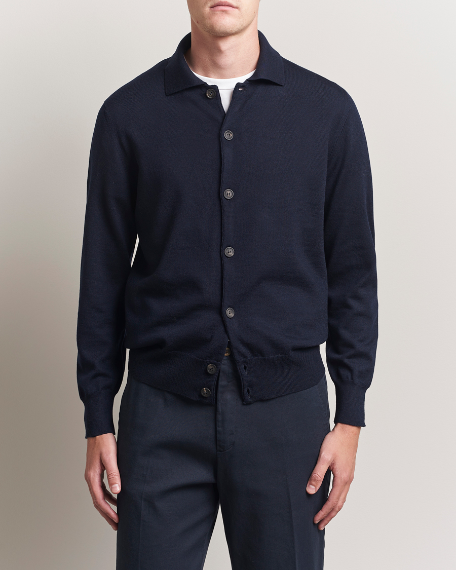 Herr | Tröjor | Altea | Merino Wool Cardigan Navy