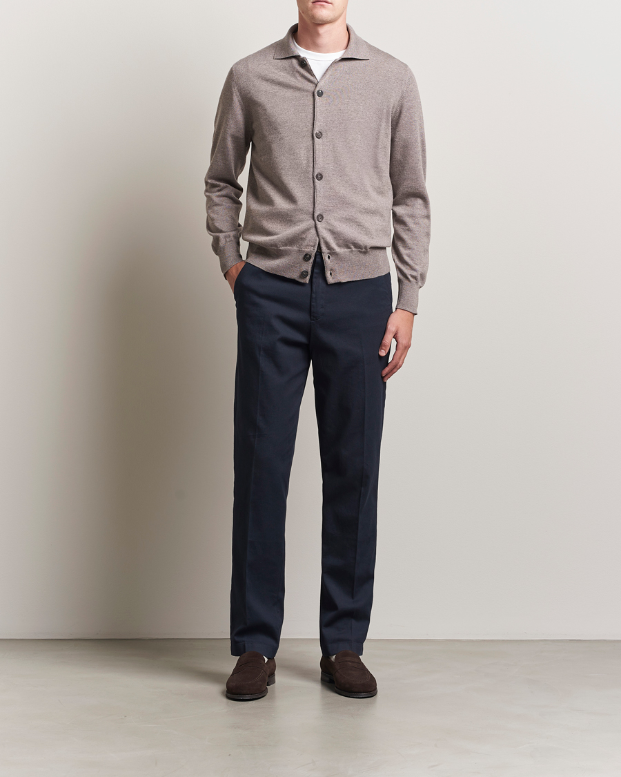 Herr | Tröjor | Altea | Merino Wool Cardigan Taupe