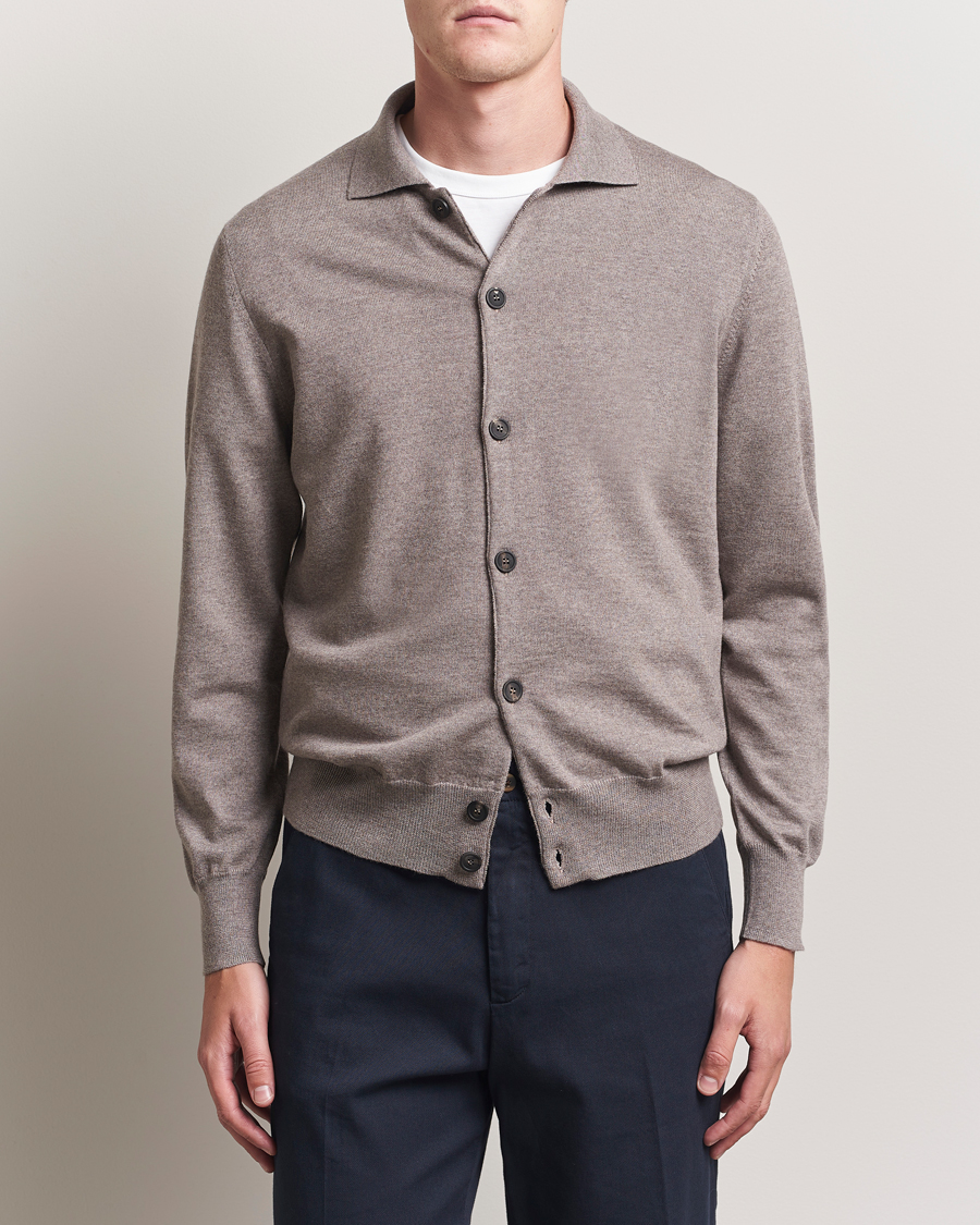 Herr | Tröjor | Altea | Merino Wool Cardigan Taupe