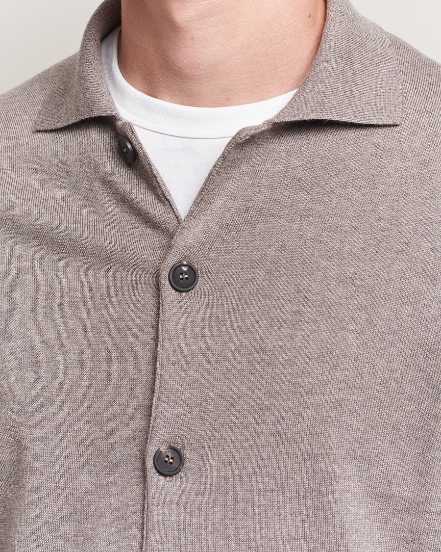 Herr | Tröjor | Altea | Merino Wool Cardigan Taupe