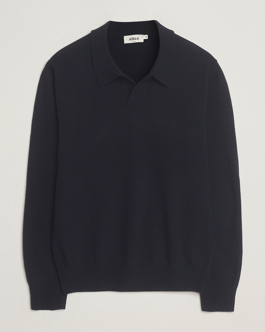 Herr | Tröjor | Altea | Knitted Long Sleeve Polo Navy