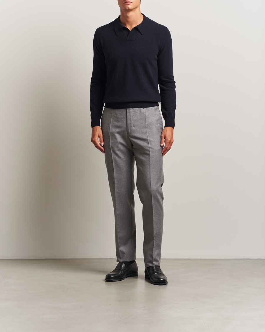 Herr | Tröjor | Altea | Knitted Long Sleeve Polo Navy