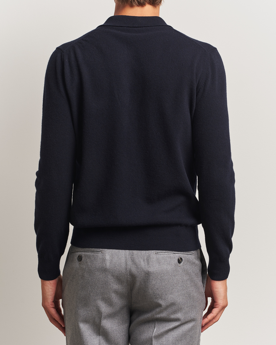 Herr | Tröjor | Altea | Knitted Long Sleeve Polo Navy