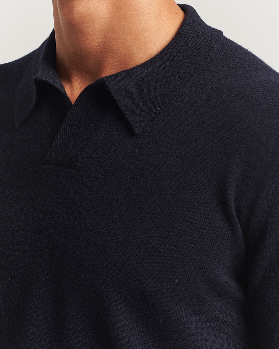 Herr | Tröjor | Altea | Knitted Long Sleeve Polo Navy